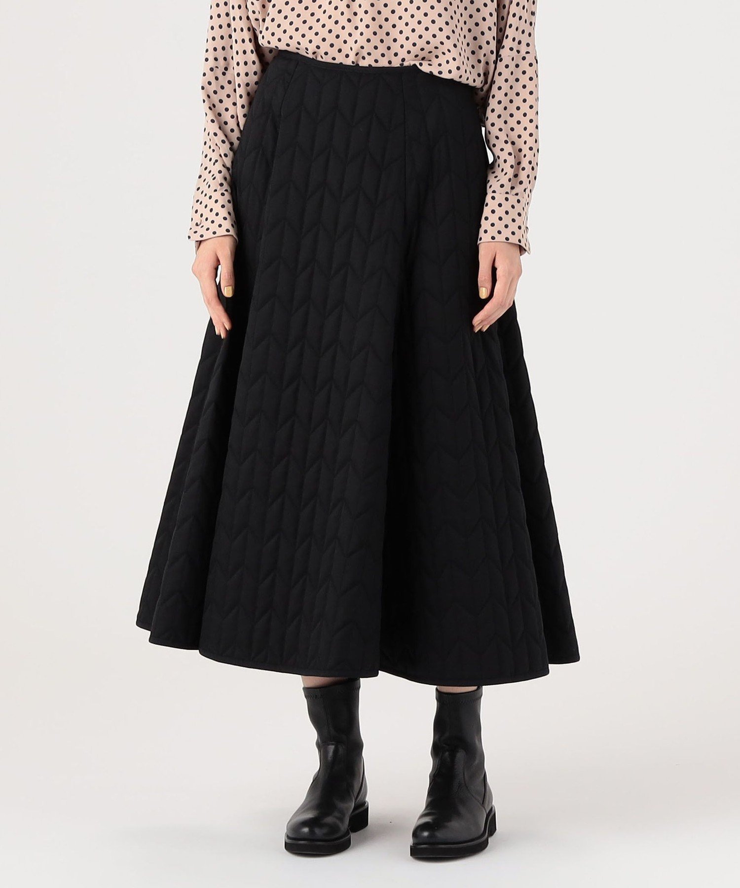 【SALE／40%OFF】TOMORROWLAND BUYING WEAR UNION LAUNCH キルティング フレアスカート トゥモローランド スカート ロング・マキシスカート ブラック【送料無料】