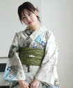 utatane utatane セパレート 二部式浴衣3点セット ラムネ色の扇面と儚い花 ウタタネ 着物・浴衣・和装小物 浴衣 グレー【送料無料】