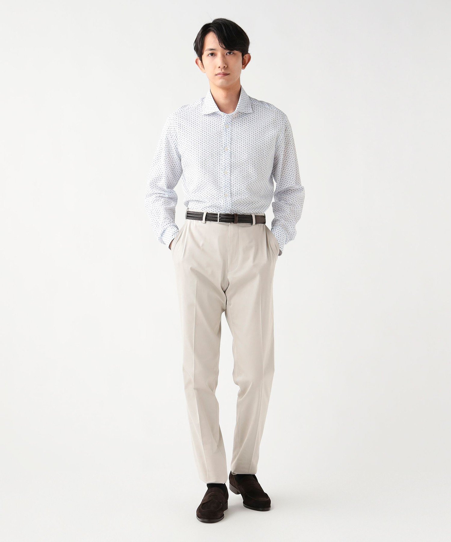 BEAMS HEART MEN シアサッカー フラワープリント カッタウェイカラーシャツ ビームス ハート トップス シャツ・ブラウス ホワイト【送料無料】