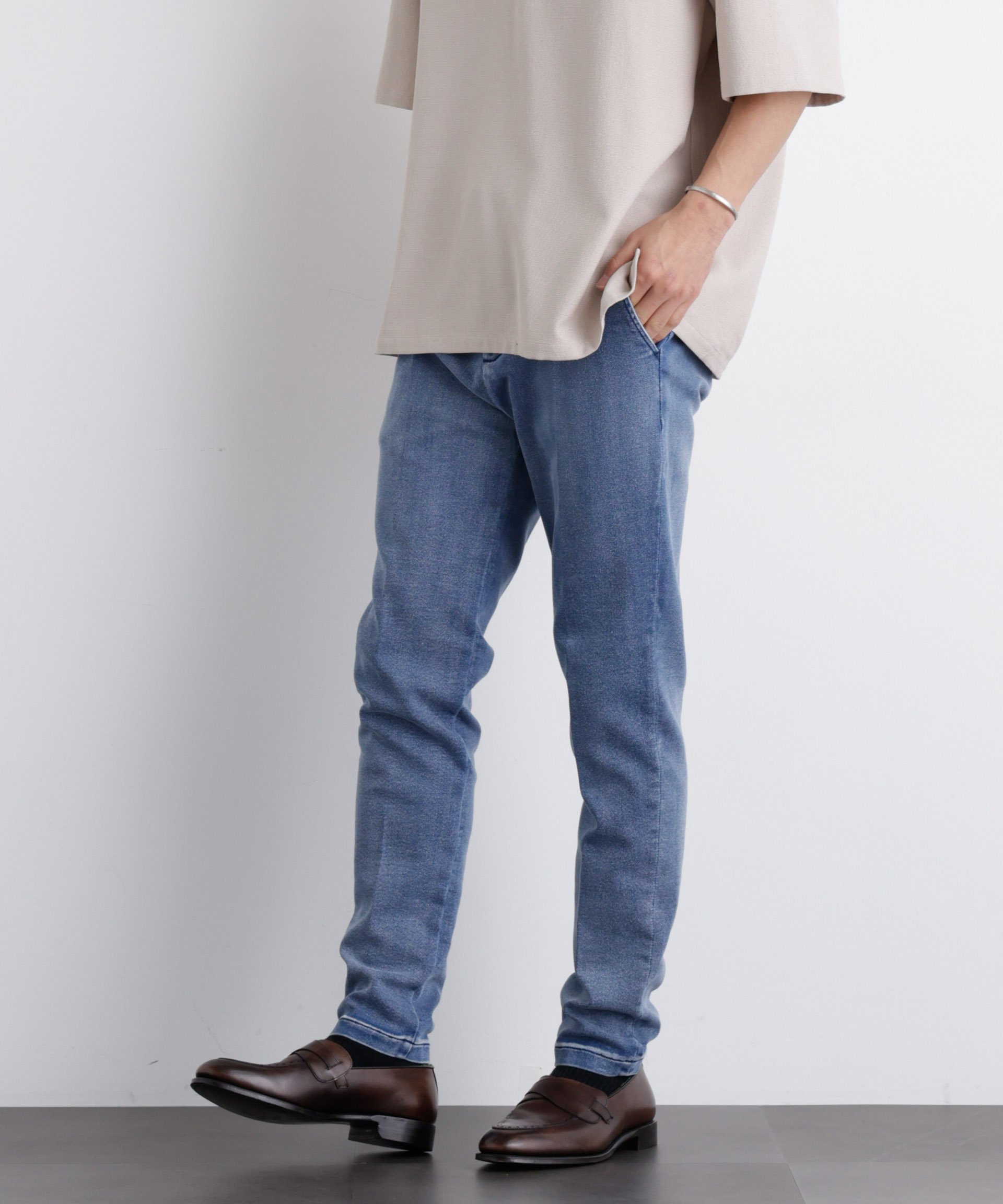 NANO universe 「Meaningful Continuity」 ストレッチデニムトラウザーズ ナノユニバース パンツ その他のパンツ ネイビー ブルー
