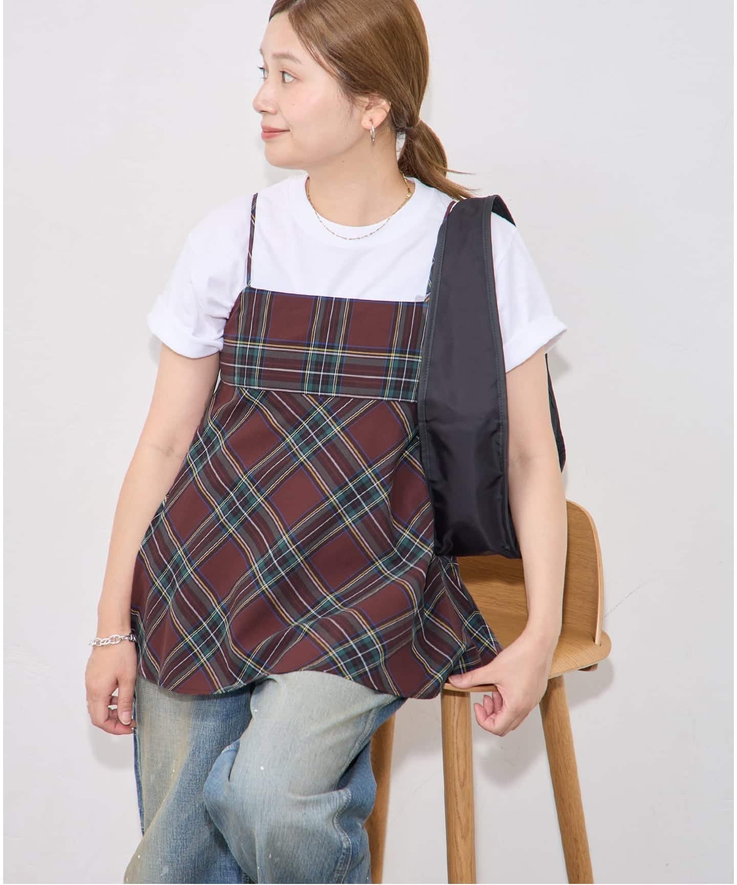 JOURNAL STANDARD カラーチェックキャミ ジャーナル スタンダード トップス シャツ・ブラウス グリーン ブラウン