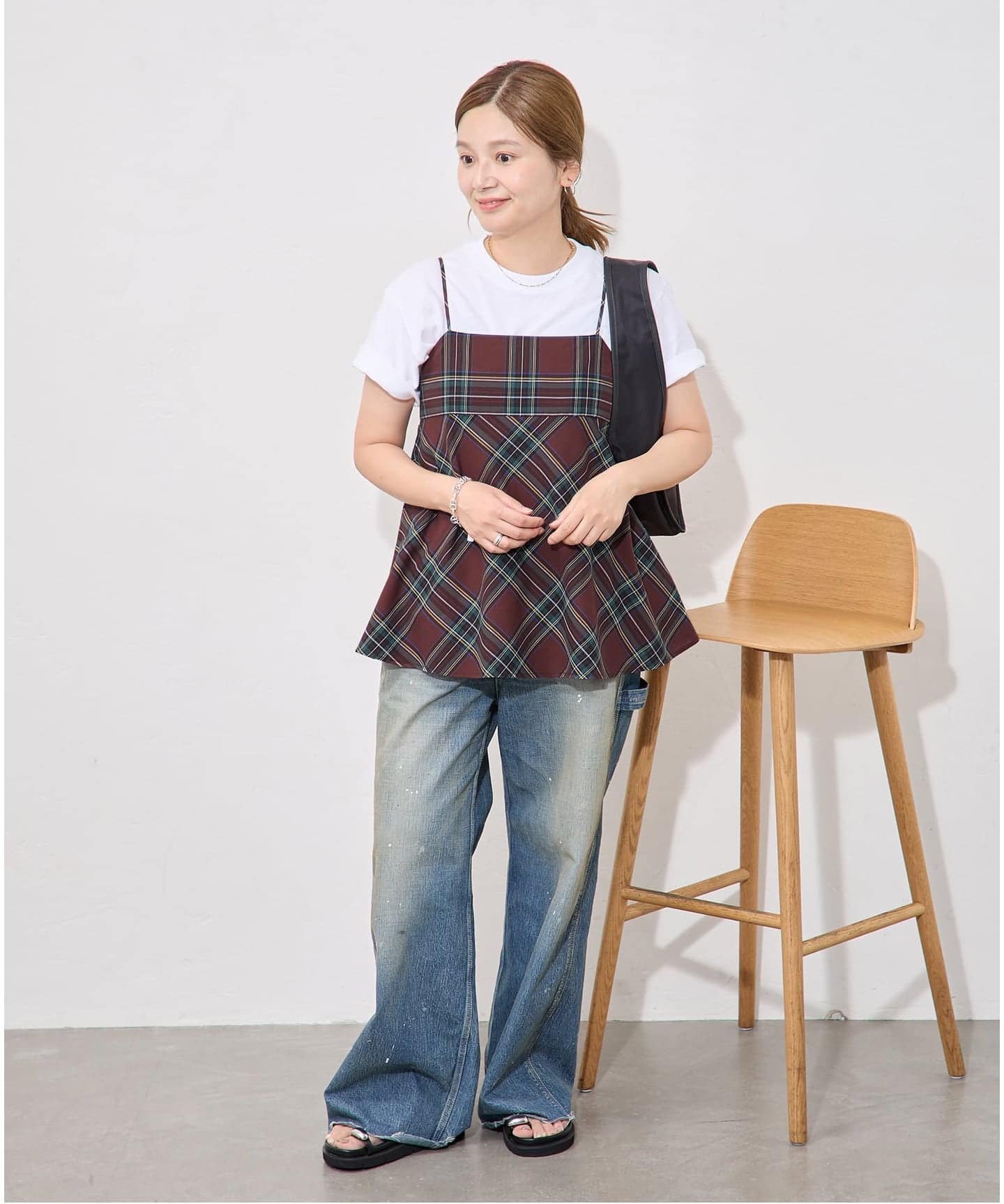 JOURNAL STANDARD カラーチェックキャミ ジャーナル スタンダード トップス シャツ・ブラウス グリーン ブラウン