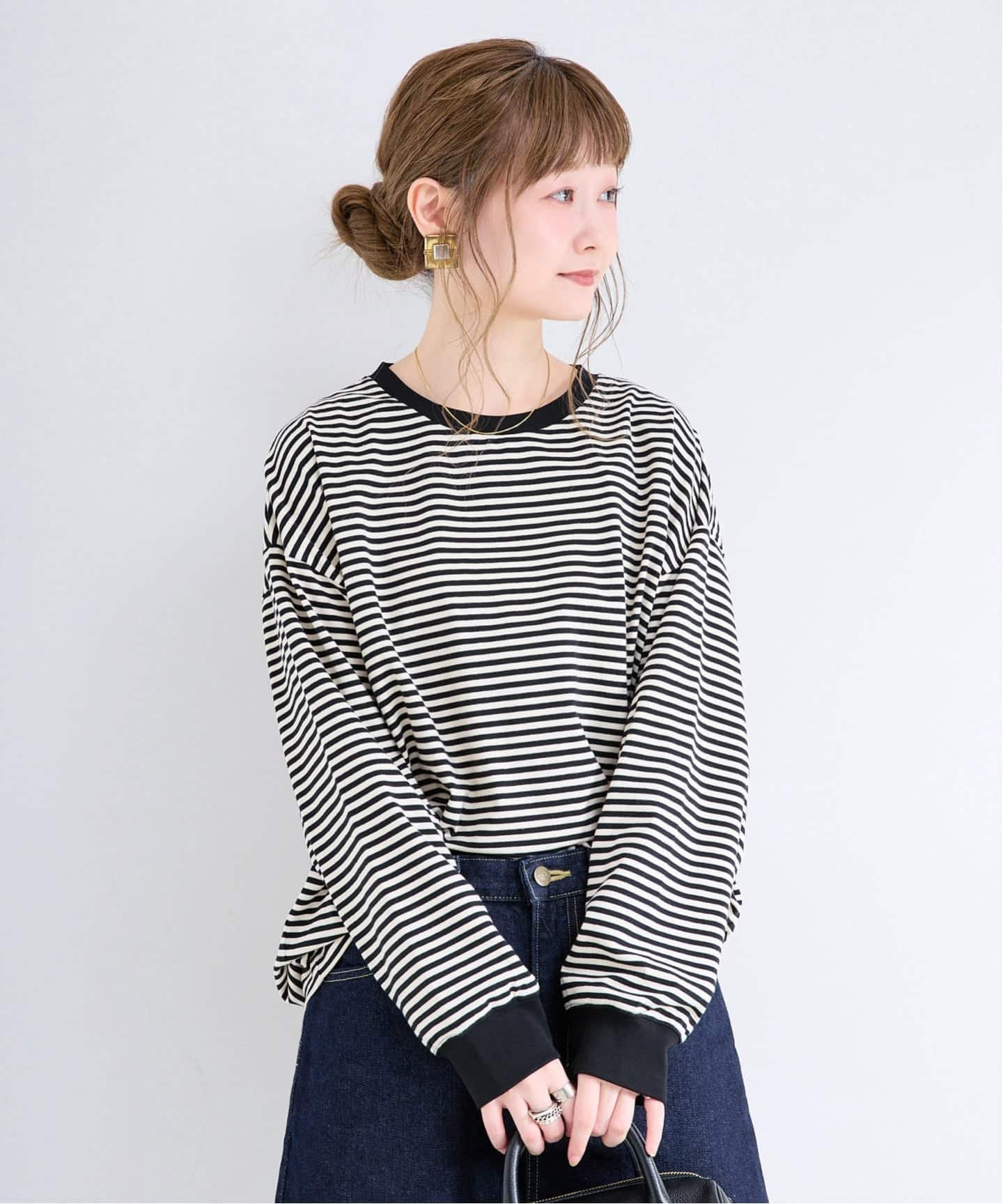 《追加9予約》【WEB限定】ウォッシャブル / ボーダーロンTEE ベーセーストック トップス カットソー・Tシャツ イエロー グリーン ブラック パープル ブルー ピンク