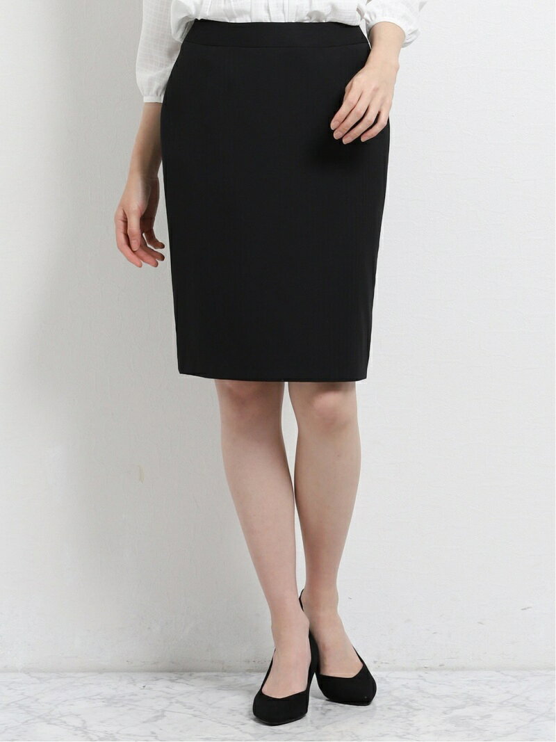 【SALE／49%OFF】m.f.editorial ストレッチウォッシャブル ウール混 タイトスカート 黒シャドーストライプ(セットアップ可能) タカキュー スーツ・フォーマル スーツスカート ブラック【送料無料】