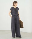 IENA 《WEB限定/追加3予約》キュプラギャザーネックオールインワン イエナ オールインワン・オーバーオール オールインワン・つなぎ ブラウン ブラック ネ...