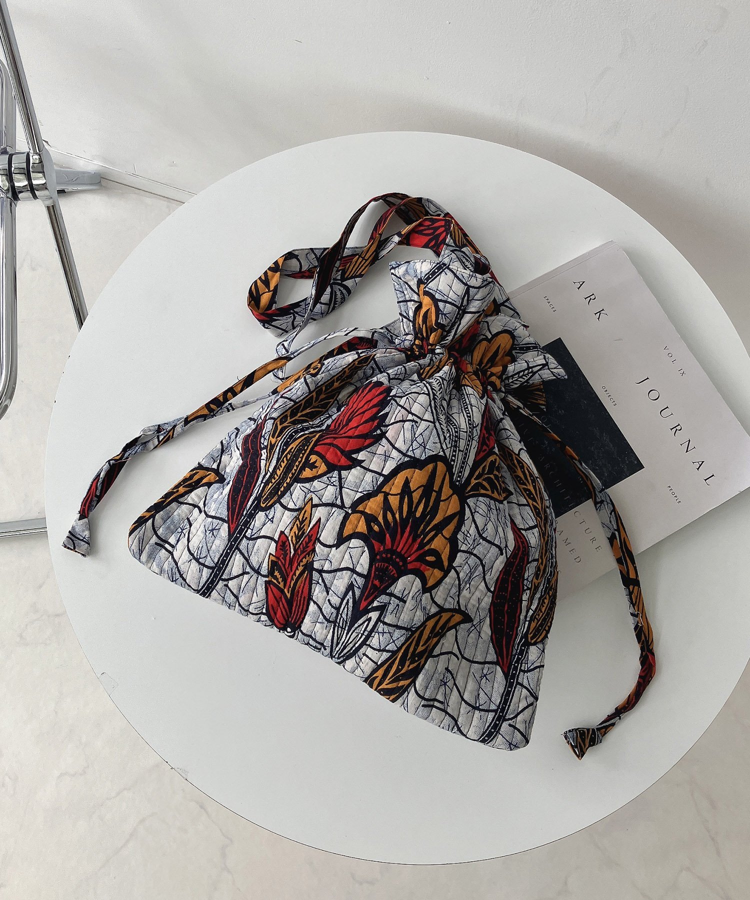 AS KNOW AS plus インドプリントキルト巾着バッグ アズノゥアズプラス バッグ ショルダーバッグ グリー..