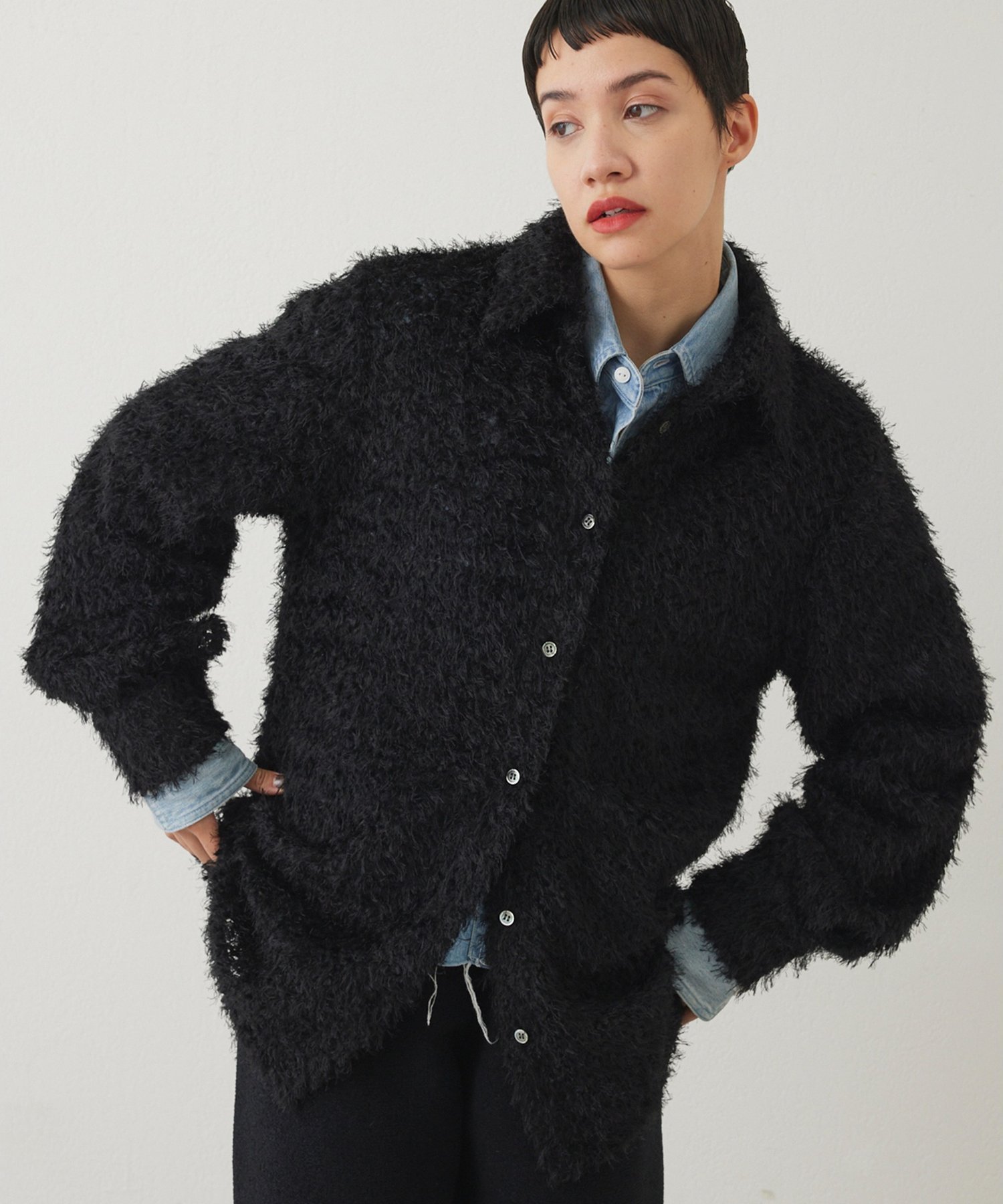 Whim Gazette 【THE PAUSE】フェザーチュールシャツ ウィム ガゼット トップス シャツ・ブラウス ホワイト ブラック【送料無料】のサムネイル