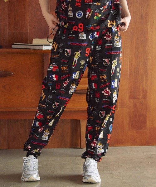 DUCKSTER/ダックスター 総柄リラックスジョグパンツ (MENS) ゴースローキャラバン パンツ その他のパンツ ブラック ベージュ