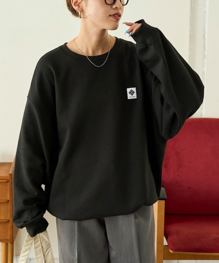 限定展開 Columbia × FREAK'S STORE/コロンビア 別注W IMPERIAL PARK SWEAT CREW 26AW フリークスストア トップス カットソー・Tシャツ ネイビー ブラック