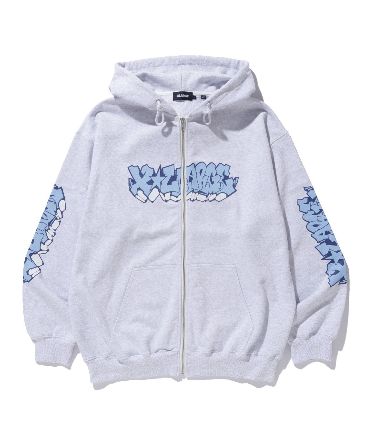 XLARGE GRAFFITI ZIP UP HOODED SWEATSHIRT パーカー XLARGE エクストララージ トップス パーカー フーディー グレー ブラック イエロー【送料無料】