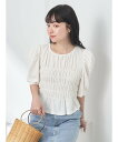 earth music&ecology ポコポコシャーリングトップス レディース/半袖/カットソー/夏/24SS アースミュージック&エコロジー トップス カットソー・Tシャツ ホワイト イエロー グリーン