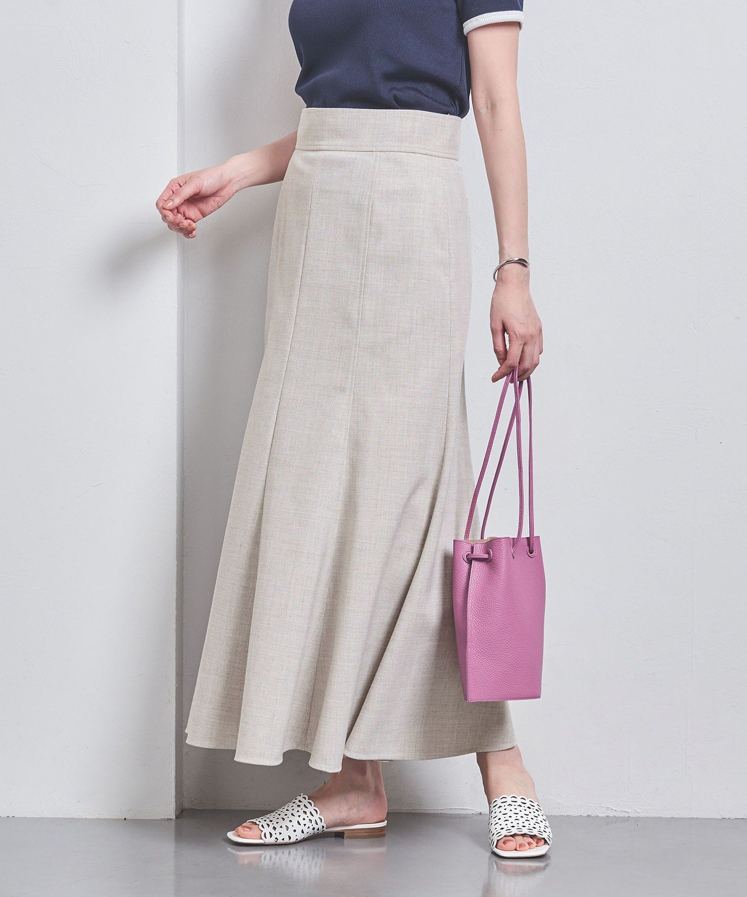 【SALE/70%OFF】UNITED ARROWS ロング フレアスカート ユナイテッドアローズ アウトレット スカート ロング・マキシスカート ホワイト【送...