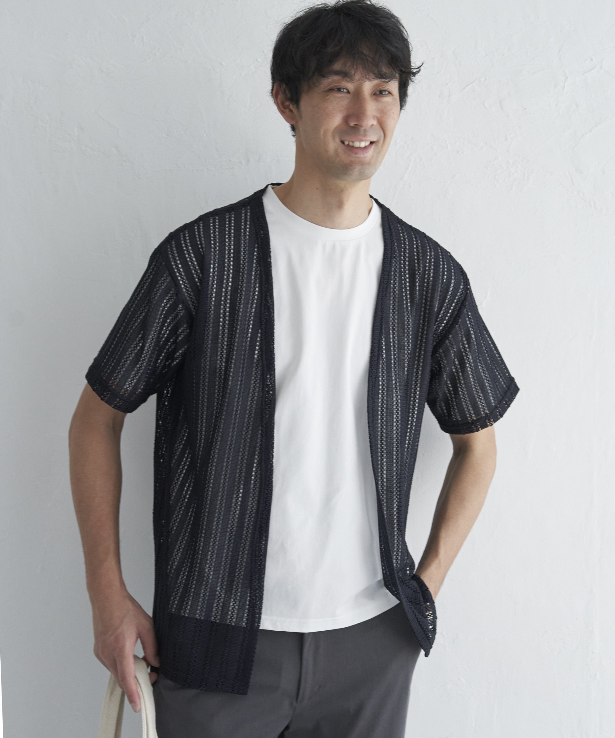 ikka 【吸水速乾/2点セット】透かしカーデDRYインナーセット イッカ トップス カットソー・Tシャツ グレー ベージュ ブルー