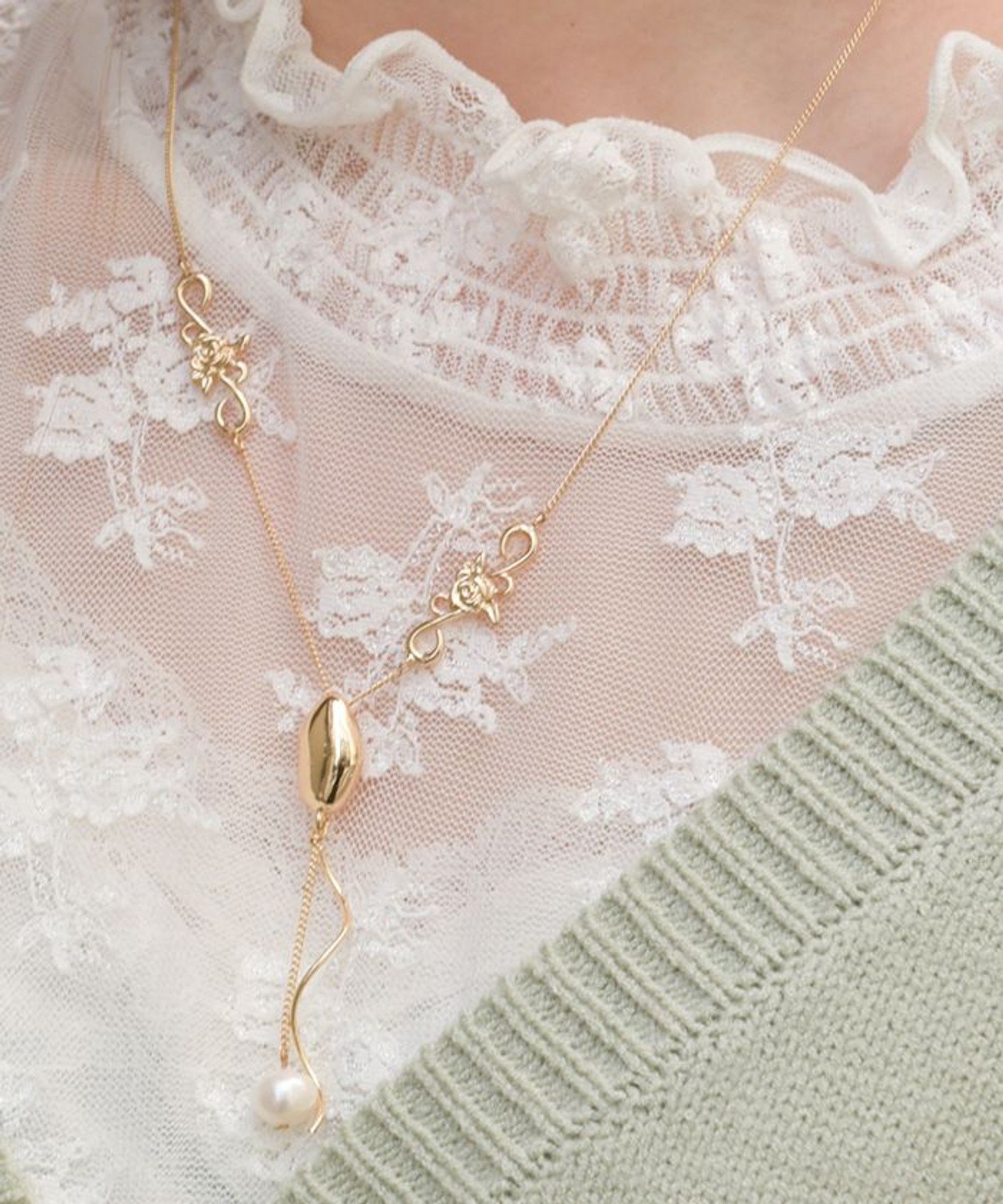 【SALE／20%OFF】axes femme スウェイパールネックレス アクシーズファム アクセサリー・腕時計 ネックレス シルバー ゴールド