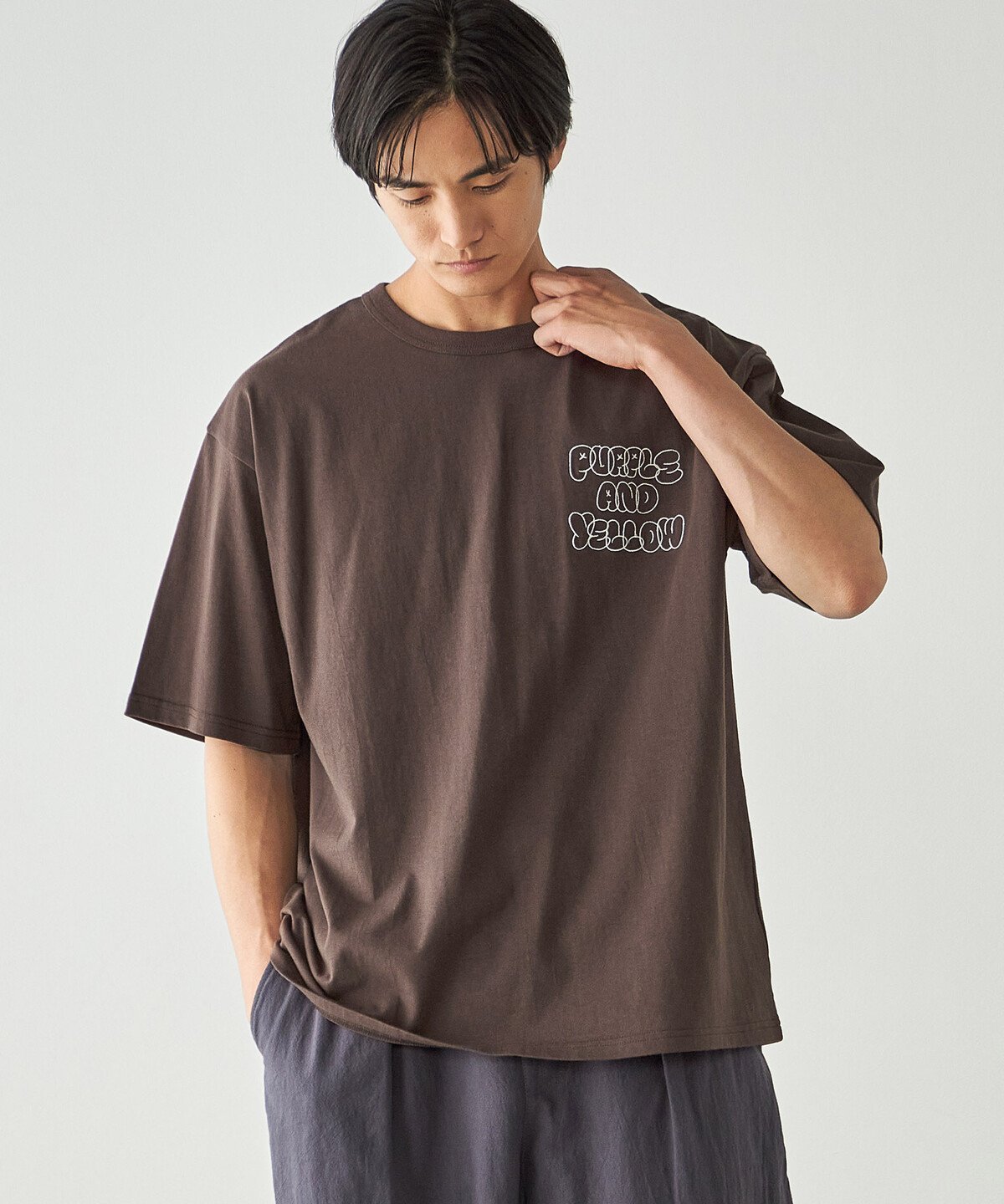 Purple&Yellow バック刺繍 半袖Tシャツ コムサイズム トップス カットソー・Tシャツ ホワイト ブラック