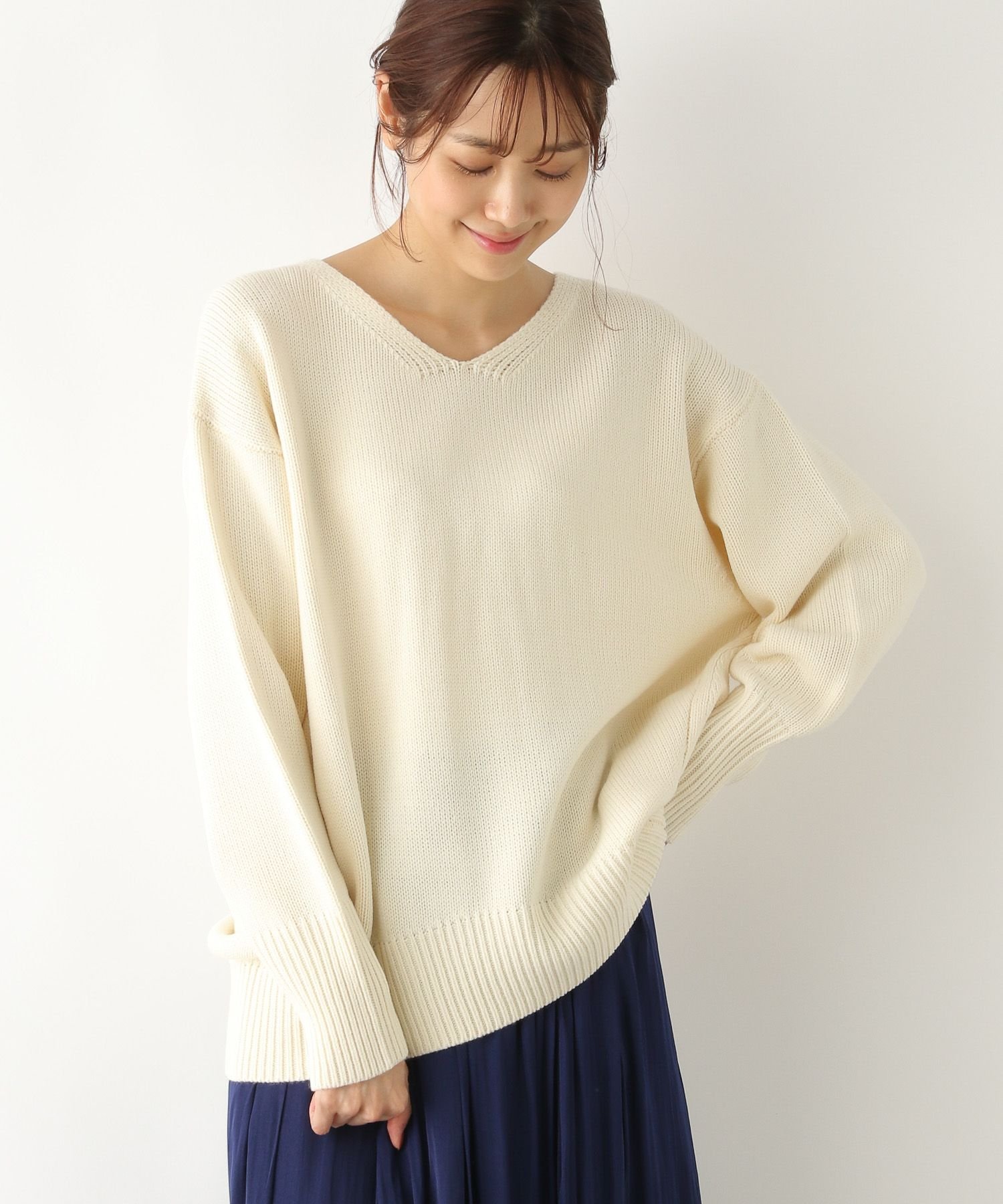 【SALE／50%OFF】GLOBAL WORK (W)ケダマニナリニクイニットVPO グローバルワーク トップス ニット ホワイト ブルー ブラック レッド ブラウンのサムネイル