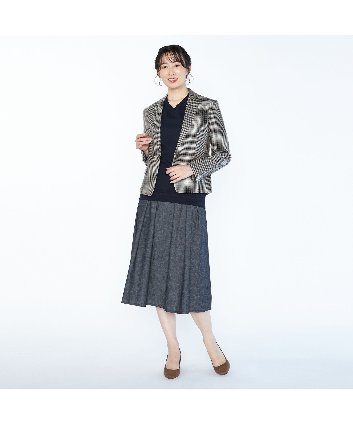 SCAPA ムーンチェックツィードジャケット スキャパ ジャケット・アウター テーラードジャケット・ブレザー グリーン グレー
