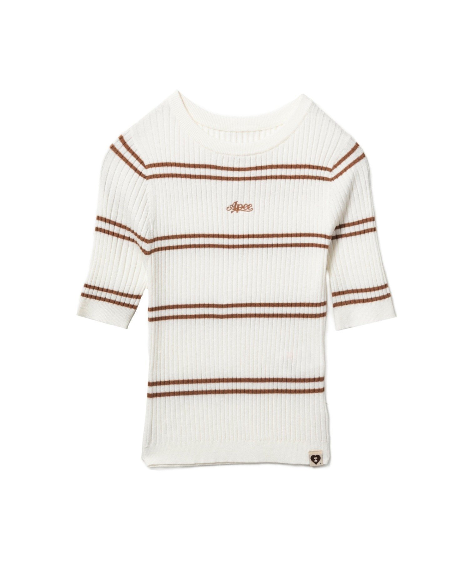 A BATHING APE FITTED STRIPES SWEATER ア ベイシング エイプ トップス ニット ホワイト ネイビー【送料無料】