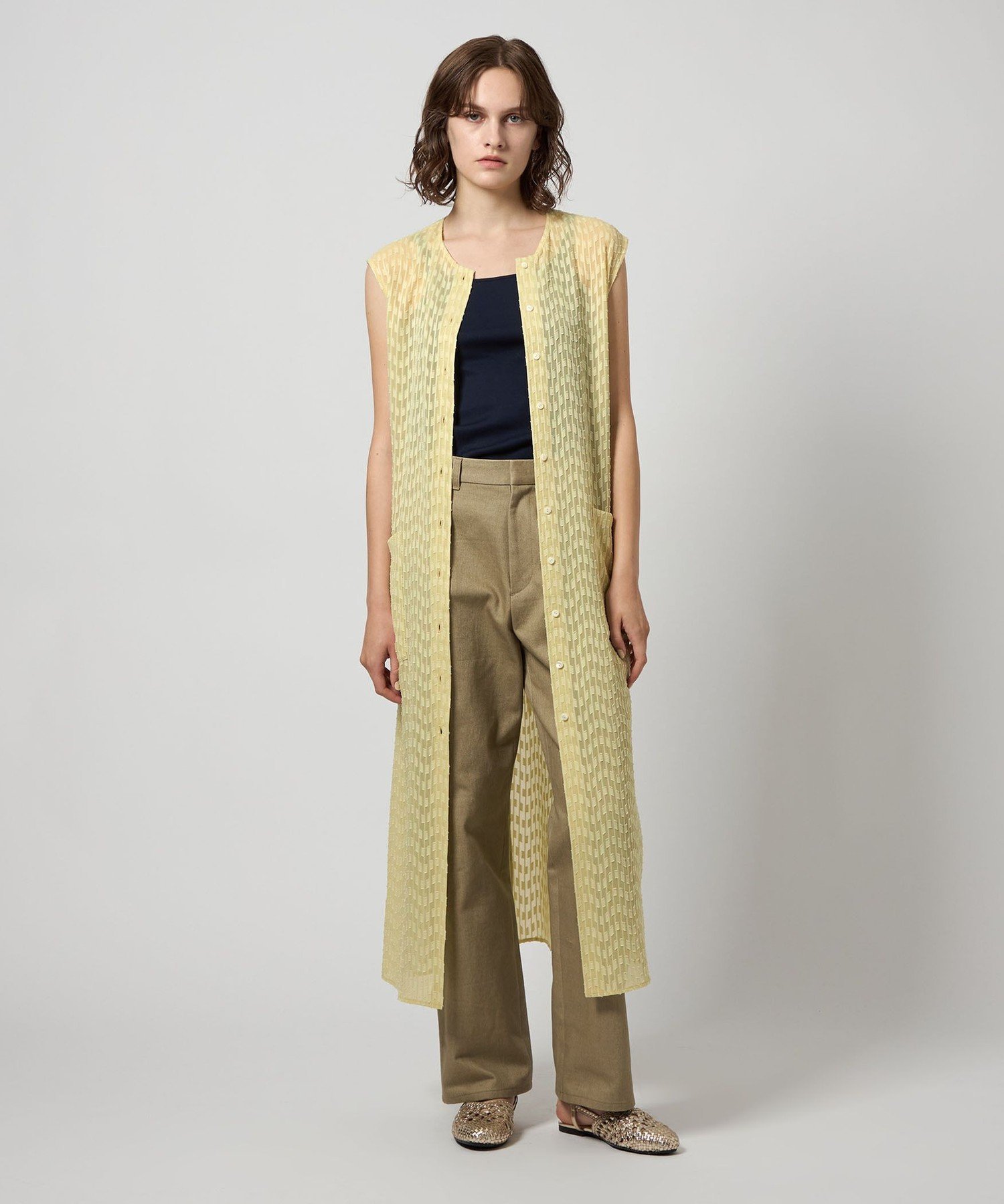 Steven Alan ＜Steven Alan＞シフォン ジャガード ワンピース ユナイテッドアローズ アウトレット ワンピース・ドレス ワンピース ブラウン イエロー