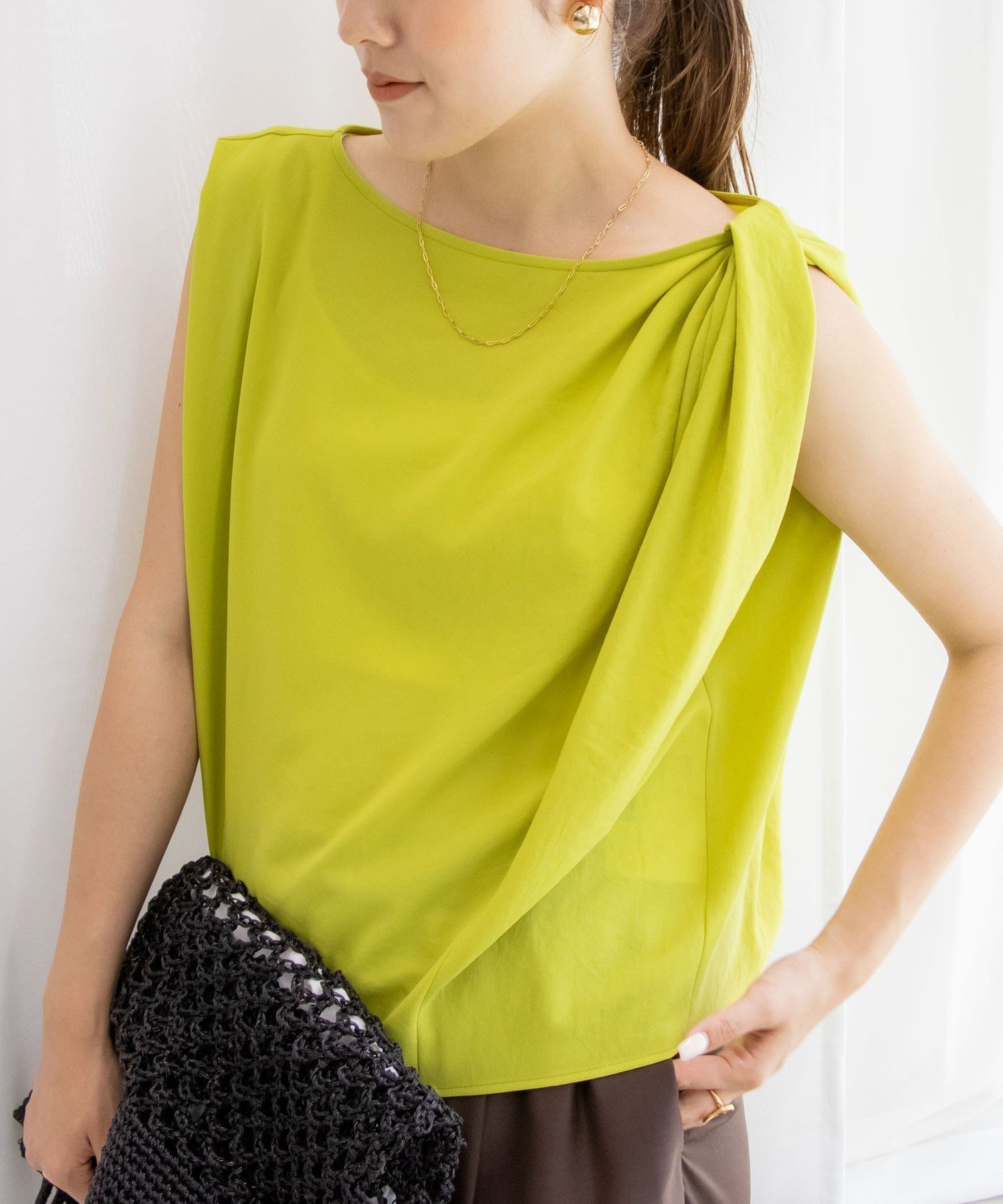 【SALE／58%OFF】NOLLEY'S ライトジョーゼットねじりブラウス ノーリーズ トップス シャツ・ブラウス イエロー ブラウン【送料無料】のサムネイル