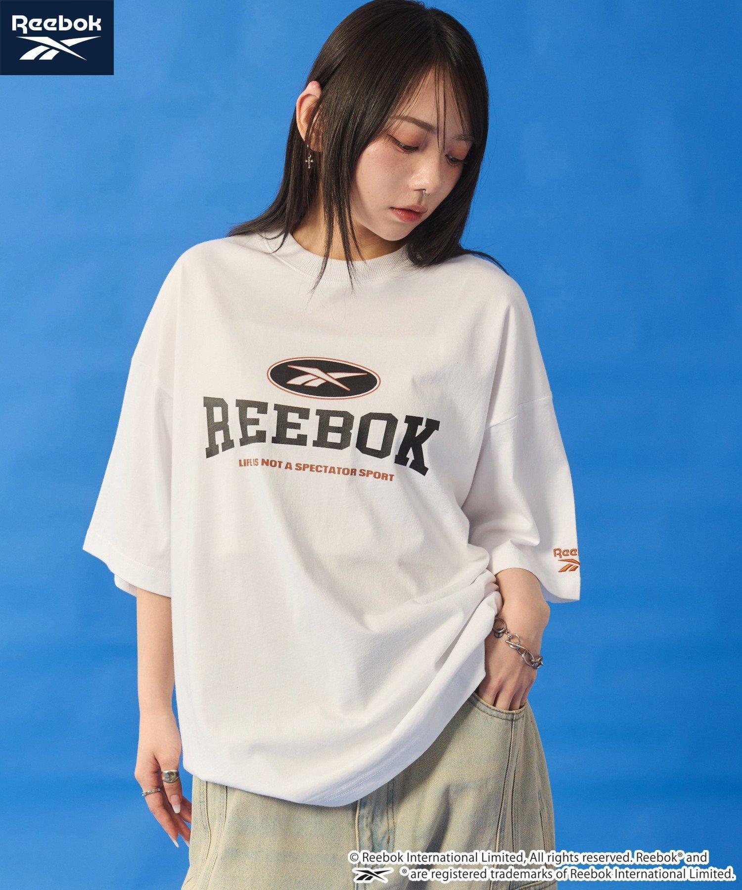 WEGO MEN'S 別注ReebokグラフィックT(SS) ウィゴー トップス カットソー・Tシャツ ブラック ホワイト