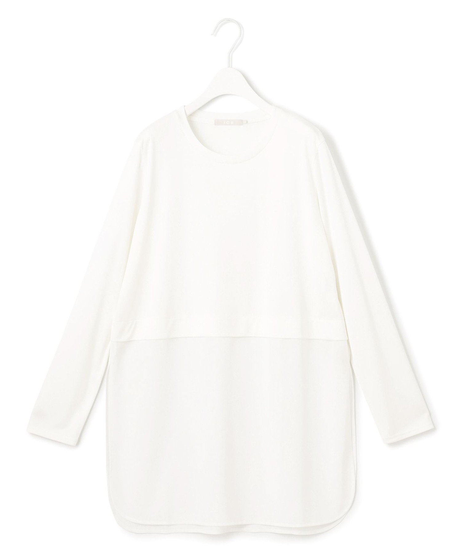 ICB L 【洗える】シアージャージーコンビ カットソー アイシービー トップス カットソー・Tシャツ ブラック グレー ホワイト ブルー