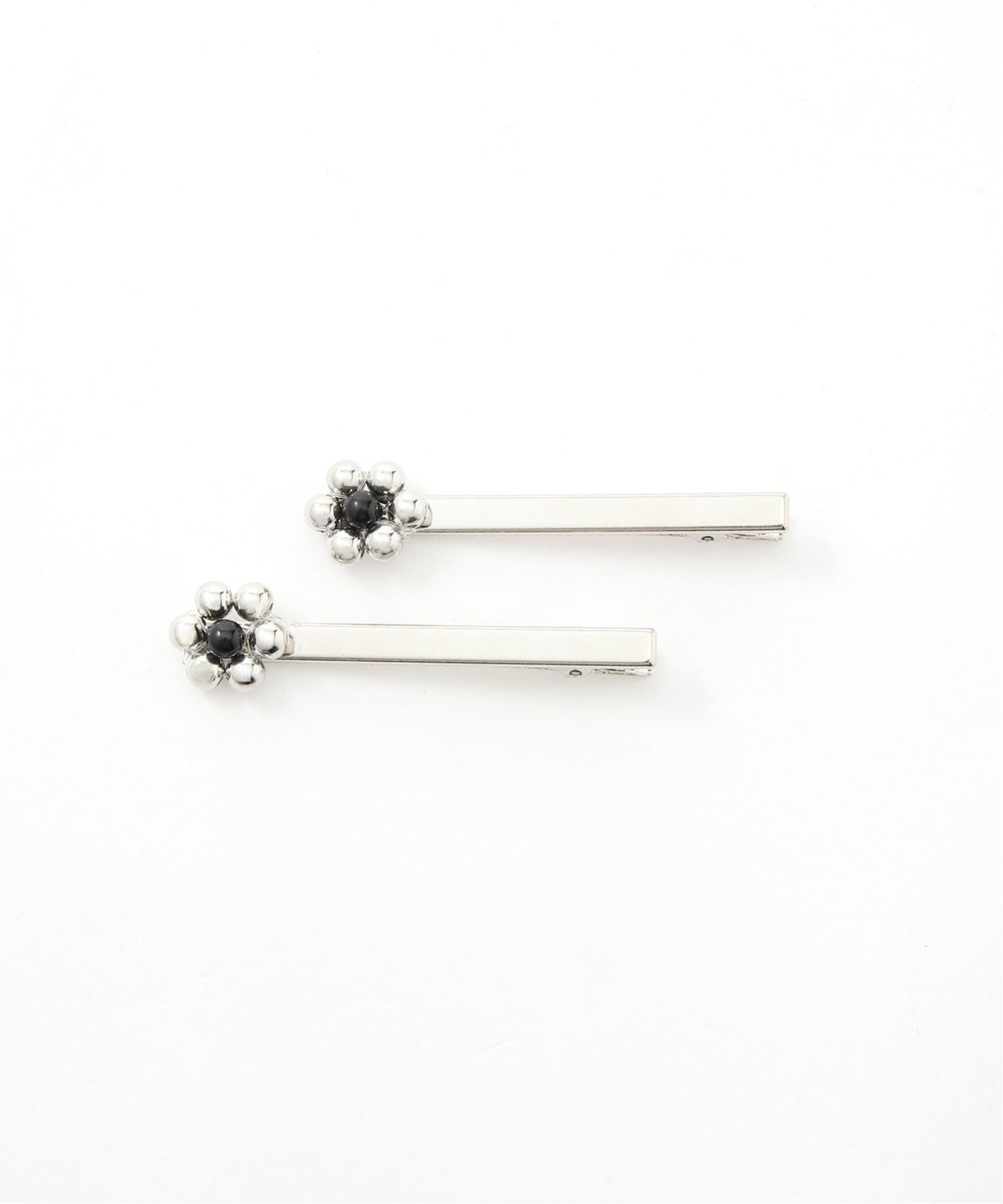 pur chouchou pur chouchou/(W)メタル フラワー ヘアクリップセット ミニョントレフル ルームヨンマルサンセレクティッド ヘアアクセサリー バレッタ・ヘアクリップ・ヘアピン ブラック シルバー
