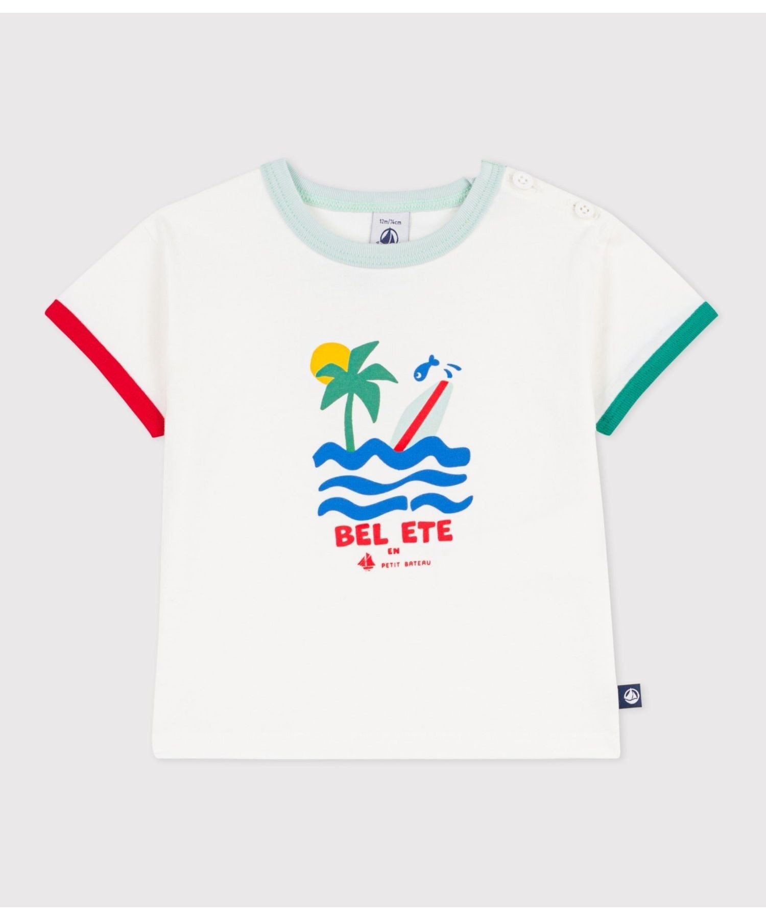 PETIT BATEAU 프린트 반소매 T셔츠 쁘띠바토 탑스 컷소우·T셔츠 화이트[무료우송]