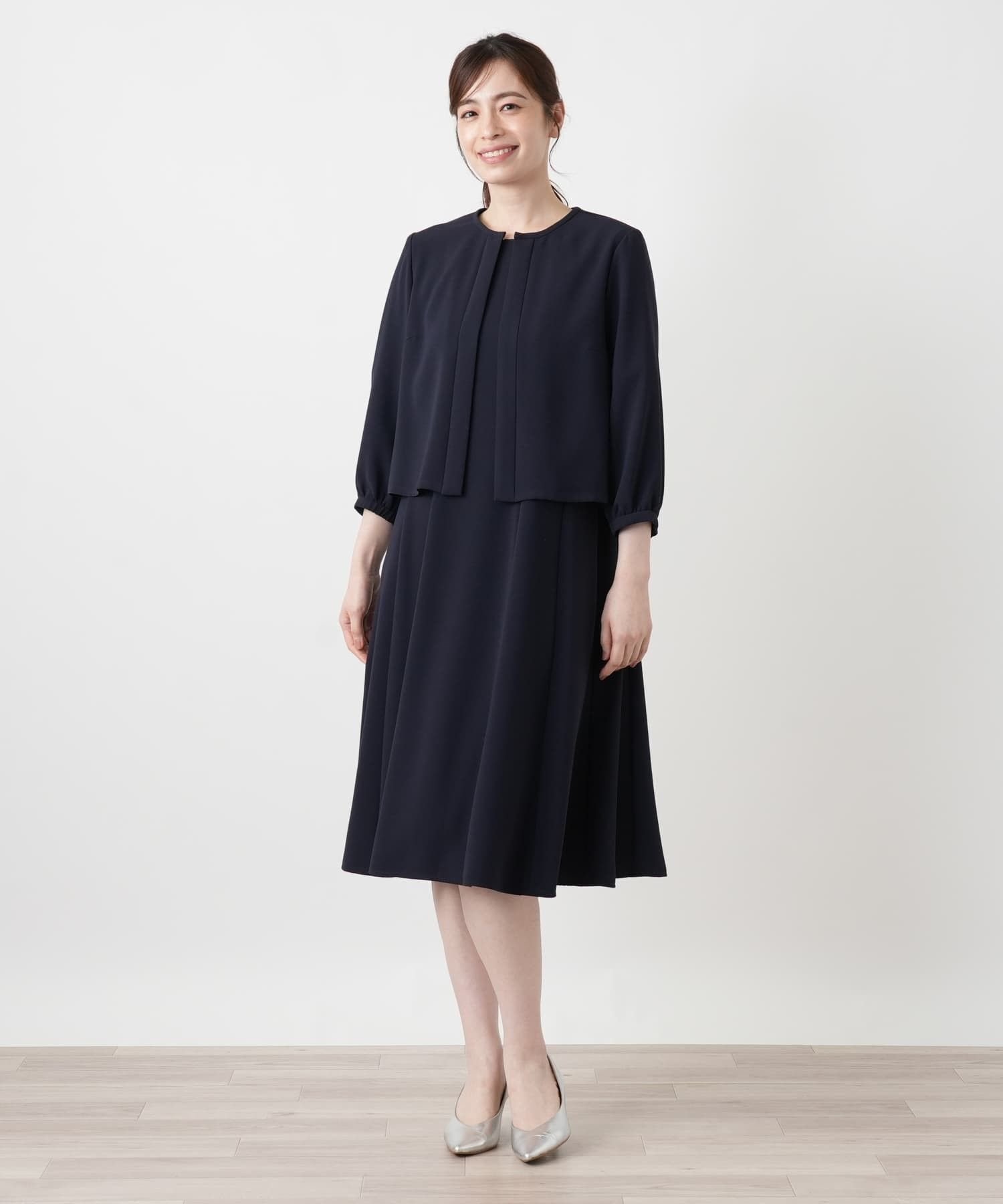 Leilian 洗えるノーカラージャケット【Leilian WHITE LABEL】 レリアン ジャケット・アウター テーラードジャケット・ブレザー ホワイト ネイビー