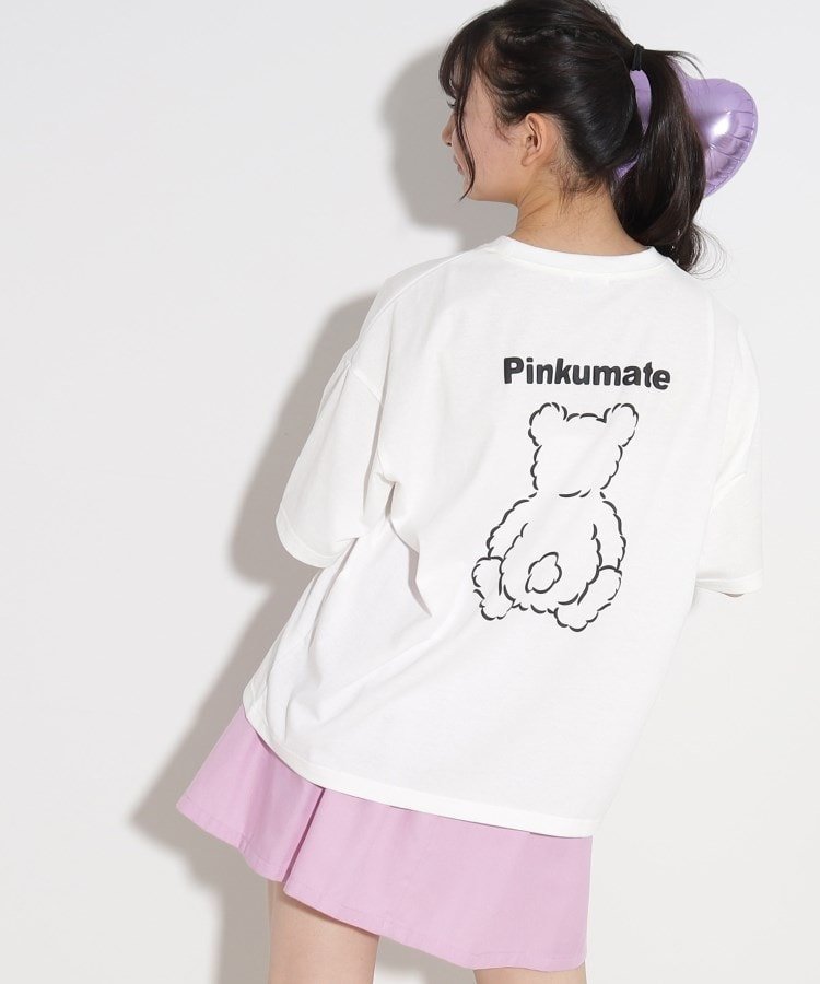 PINK-latte 【130cmサイズあり】バッククマちゃんTシャツ ピンク ラテ トップス カットソー・Tシャツ ホワイト グリーン ベージュ パープルのサムネイル