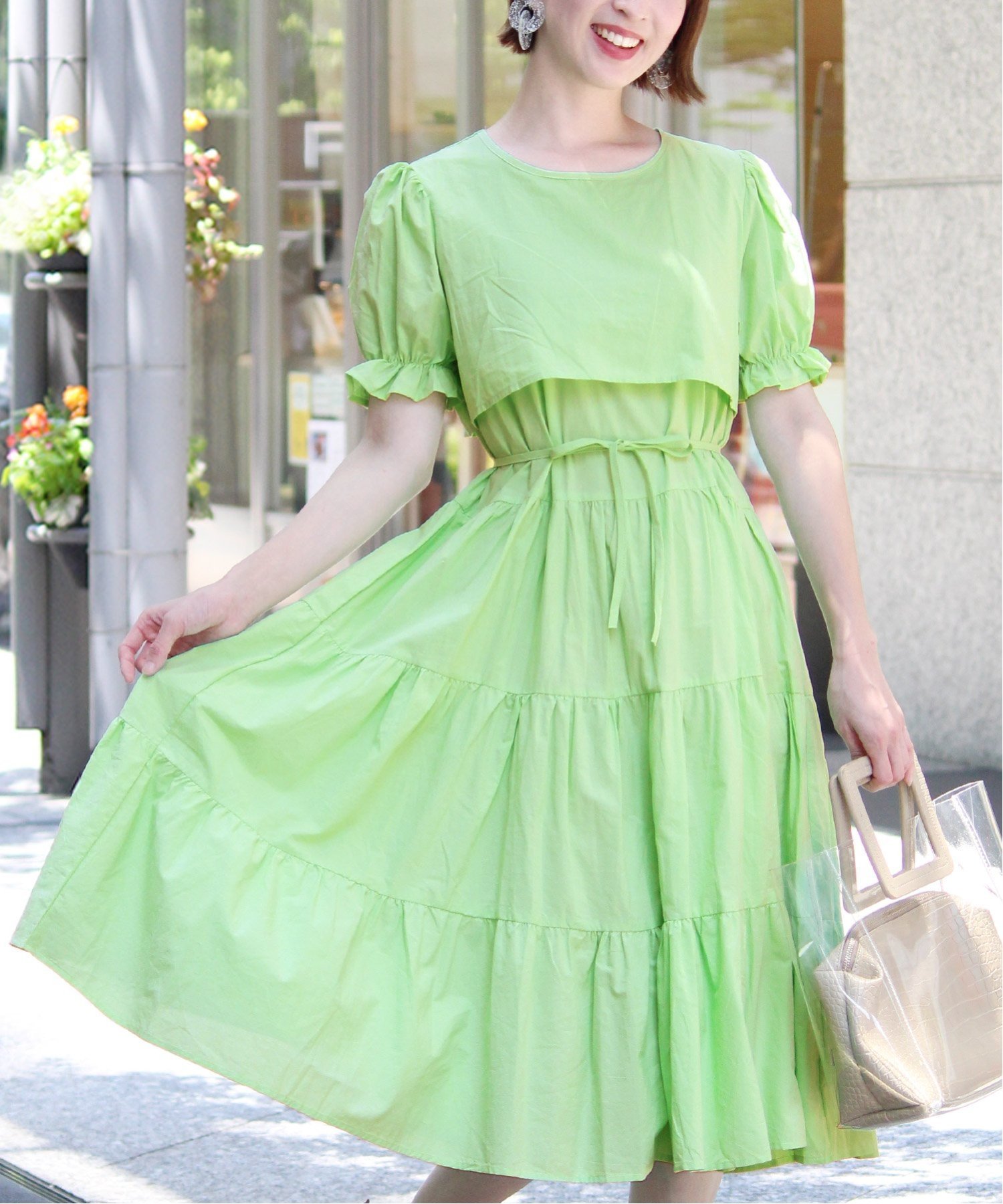 PourVous レイヤード風ワンピース結婚式オケージョンドレス同窓会パーティードレスお呼ばれ プールヴー..