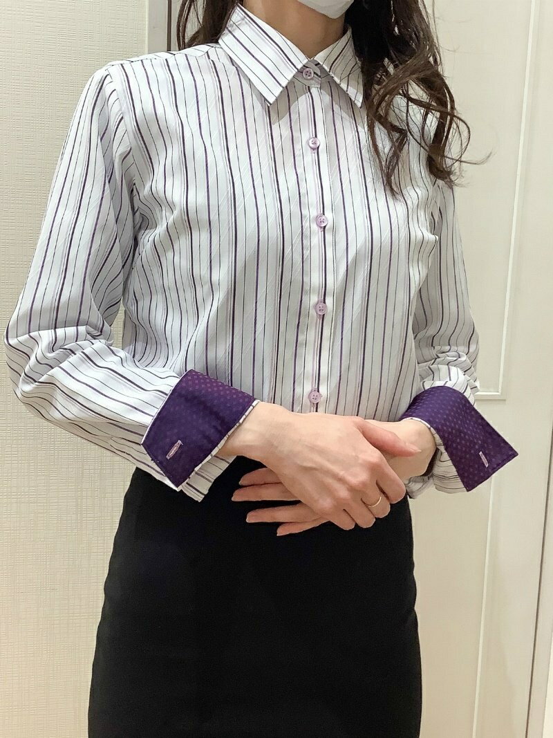 TOKYO SHIRTS (W)【超形態安定】 レギュラー衿 綿100% 長袖ビジネスシャツ トーキョーシャツ シャツ/ブラウス ワイシャツ パープル【送料無料】