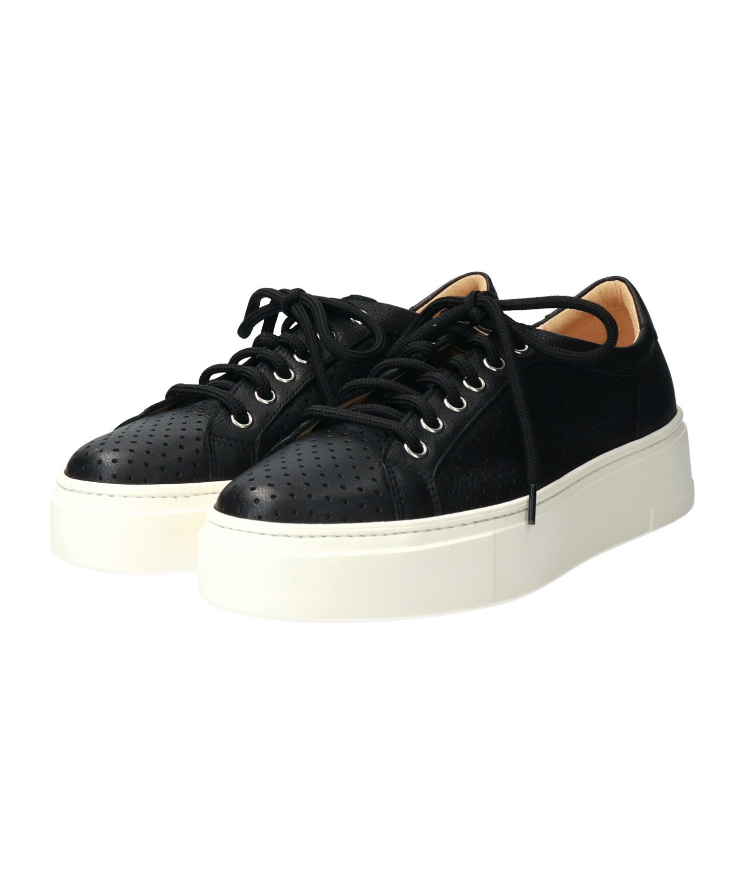 【SALE／50%OFF】Luca Grossi 【Luca Grossi】パンチングレザースニーカー インターショシュール シューズ・靴 スニーカー ホワイト ブラウン【送料無料】