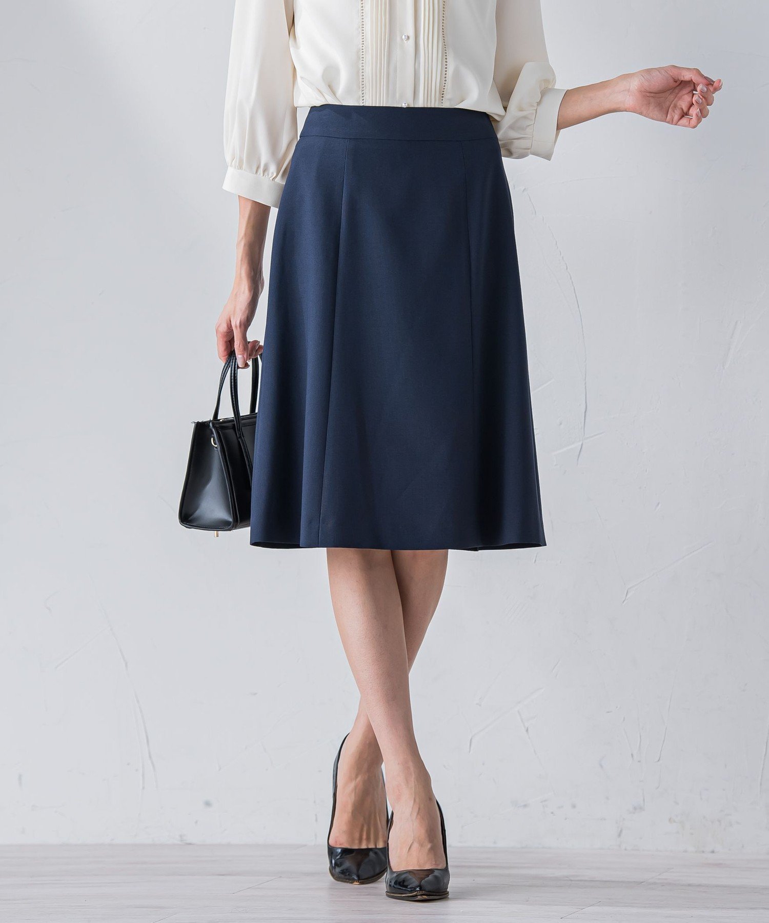 ketty ライトシャンブレーセミフレアスカート ≪洗濯機で洗える / セットアップ対応≫ ケティ スカート その他のスカート ネイビー グレー【送料無料】のサムネイル