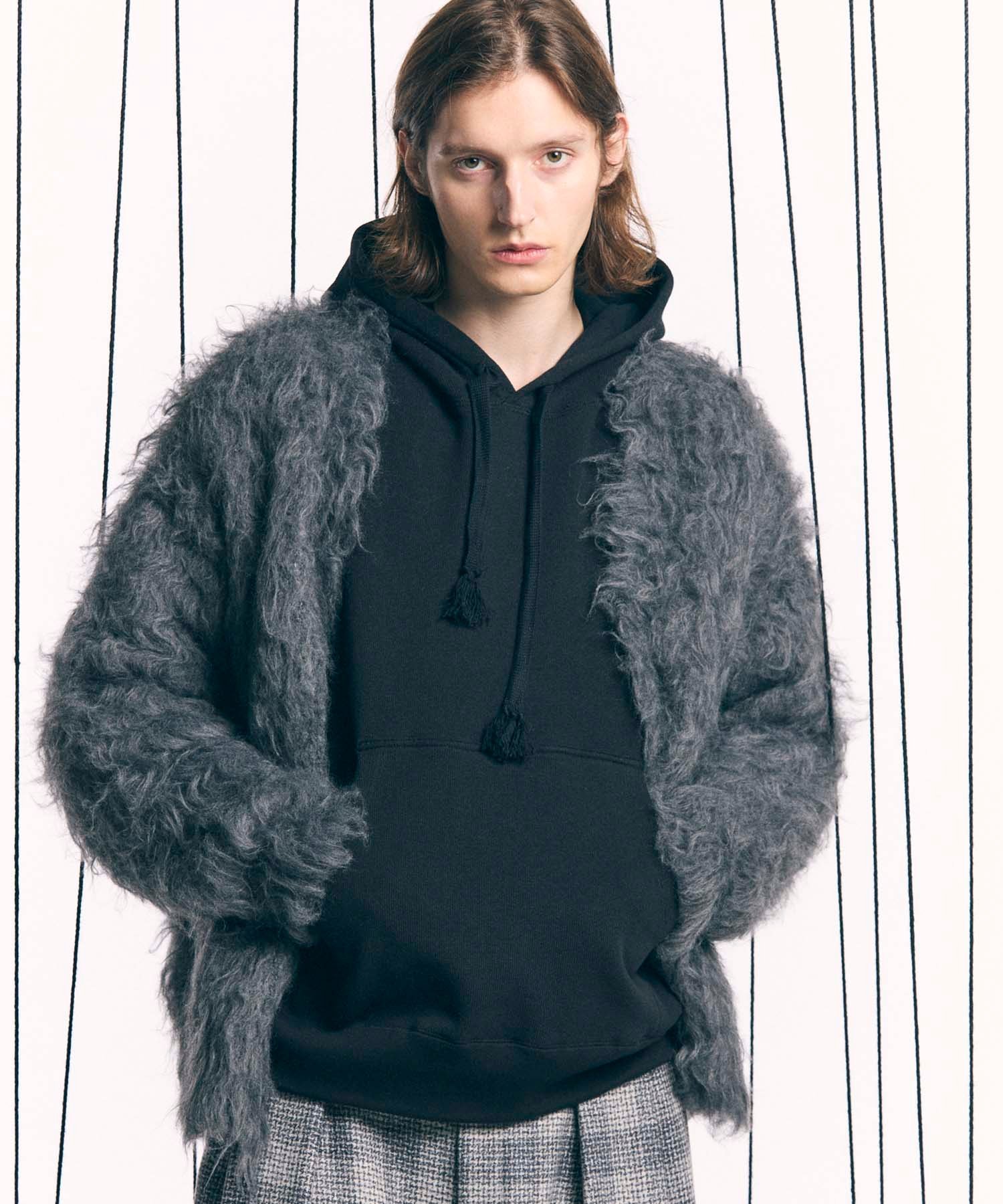 MAISON SPECIAL Prime-Over Shaggy V-Neck Knit Cardigan メゾンスペシャル トップス カーディガン グレー ブラック ブルー パープル【送料無料】のサムネイル