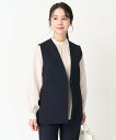MK MICHEL KLEIN(小さいサイズ) 【小さいサイズ】Vネックノーカラージレ/制菌加工/洗える メゾンドゥサンク トップス ベスト・ジレ ネイビー グ...