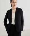 ROPE' トリアセバックサテン ジャケット【オフィス/通勤/セットアップ対応】/洗える ロペ ジャケット・アウター ノーカラージャケット ブラック【送料無料】