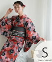 Nico@ntique ニコアンティーク 浴衣3点セット 芙蓉エフェクト レッド Sサイズ ウタタネ 着物・浴衣・和装小物 浴衣 レッド【送料無料】