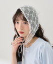 earth music&ecology フラワーチュールレースバブーシュカ アースミュージック&エコロジー ファッション雑貨 スカーフ・バンダナ ホワイト