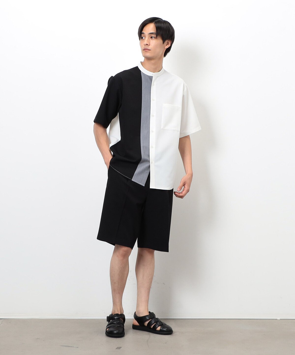 ウールライク ワンタックハーフパンツ コムサイズム パンツ その他のパンツ グレー ブラック