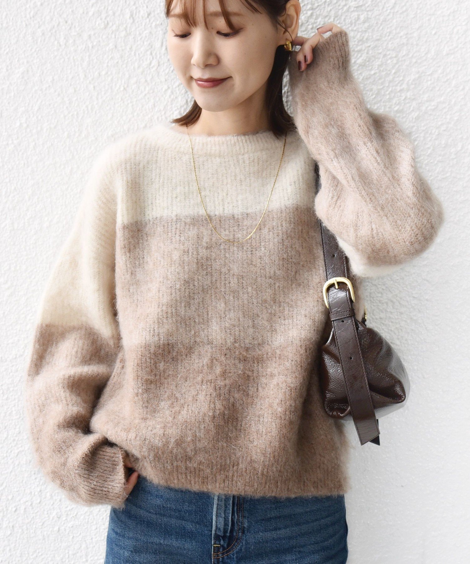 SHIPS WOMEN 《予約》【WEB限定】＜手洗い可能＞モヘヤ混 グラデーション ニット プルオーバー シップス トップス ニット グレー ベージュ パープル【送料無料】のサムネイル