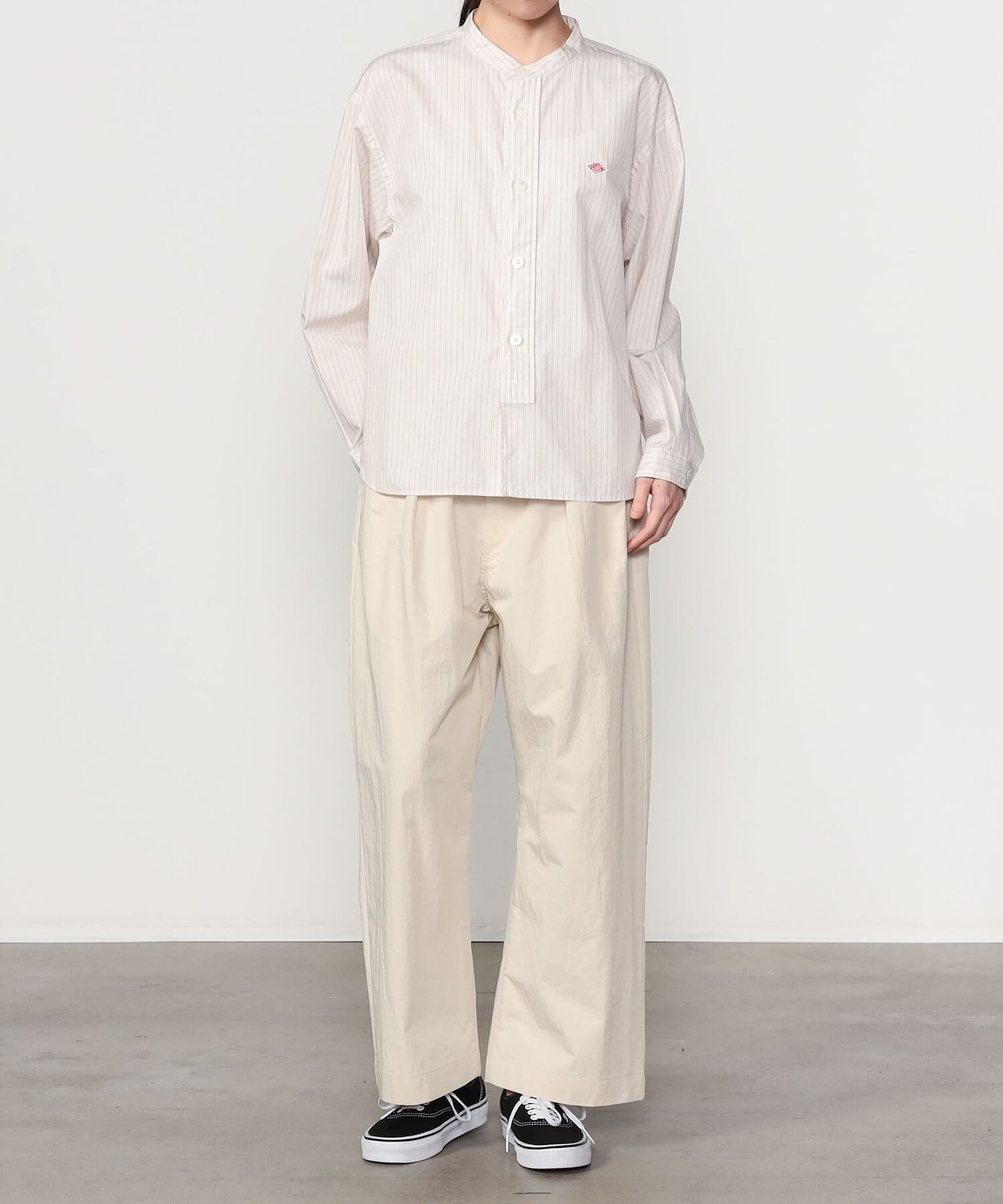 Bshop DANTON ｜ コットンポプリン 長袖バンドカラーシャツ STRIPE WOMEN ビショップ トップス シャツ・ブラウス ピンク