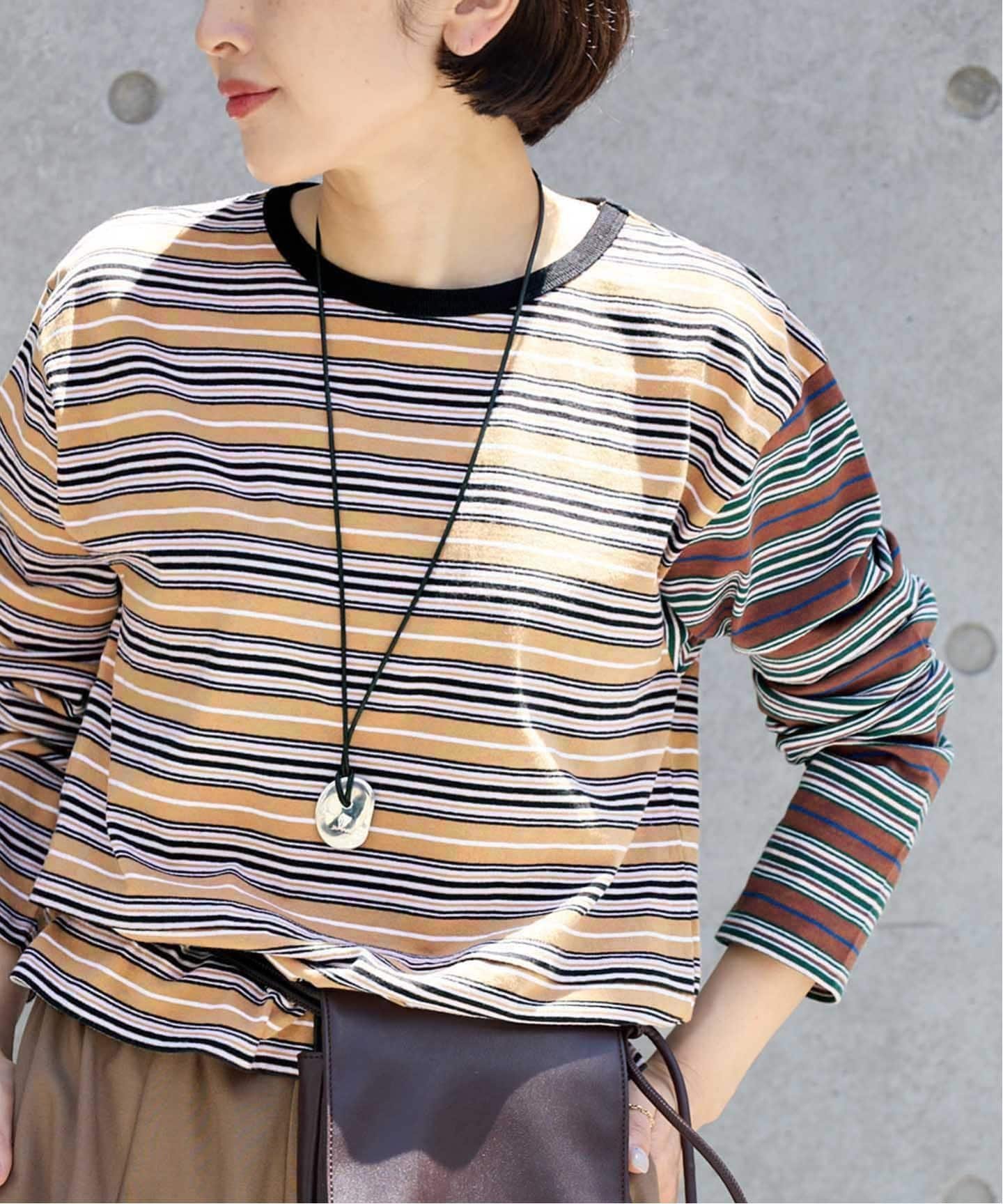 IENA Girls Department Club/ガールズデパートメントクラブ LAYER LS TRIPLE BORDER LAYER イエナ トップス カットソー・Tシャツ ベージュ グリーン【送料無料】