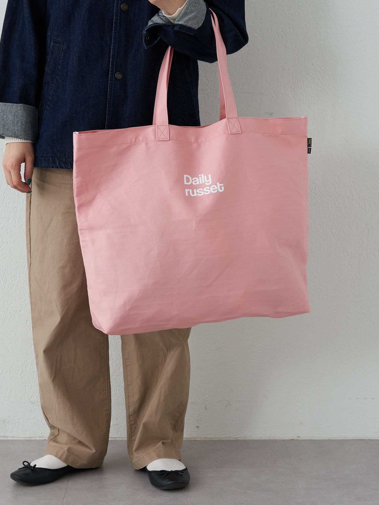 【SALE／70%OFF】Daily russet 【2023SS 新色】ロゴ コットンエコバッグ(L) デイリーラシット 福袋・ギフト・その他 その他 ピンク ベージュ イエロー オレンジ ブルー グレーのサムネイル