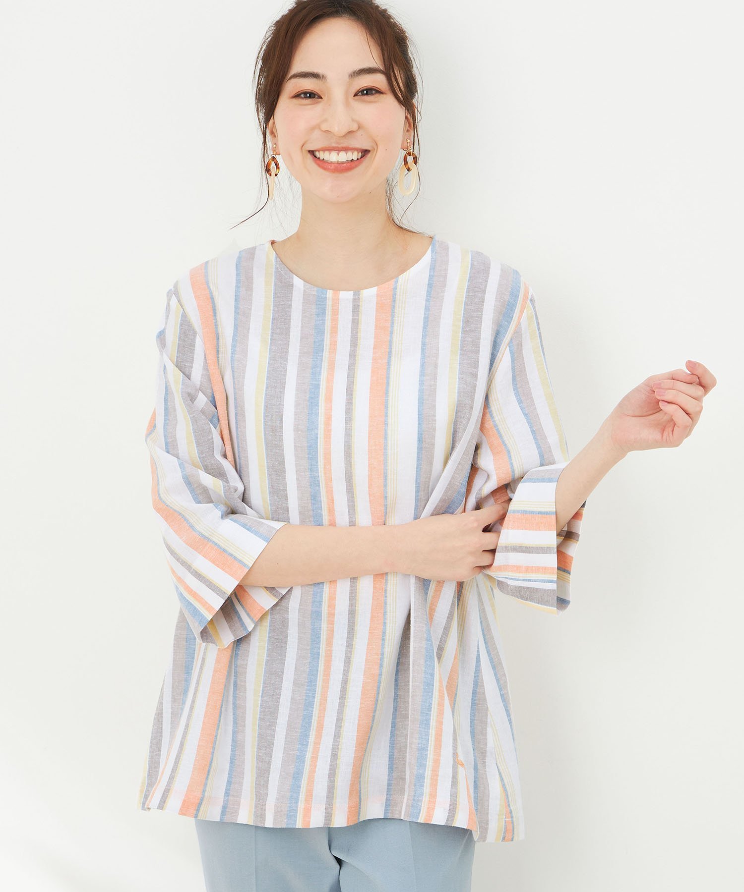 【SALE／40%OFF】DECOY SINCE 1981 ストライプブラウス デコイシンス1981 トップス シャツ・ブラウス オレンジ パープルのサムネイル