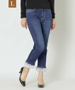 【SALE/28%OFF】TO BE CHIC 【L】フェイクファー ストレッチデニムパンツ サンヨー エルサイズ パンツ ジーンズ・デニムパンツ ブラック ネ...