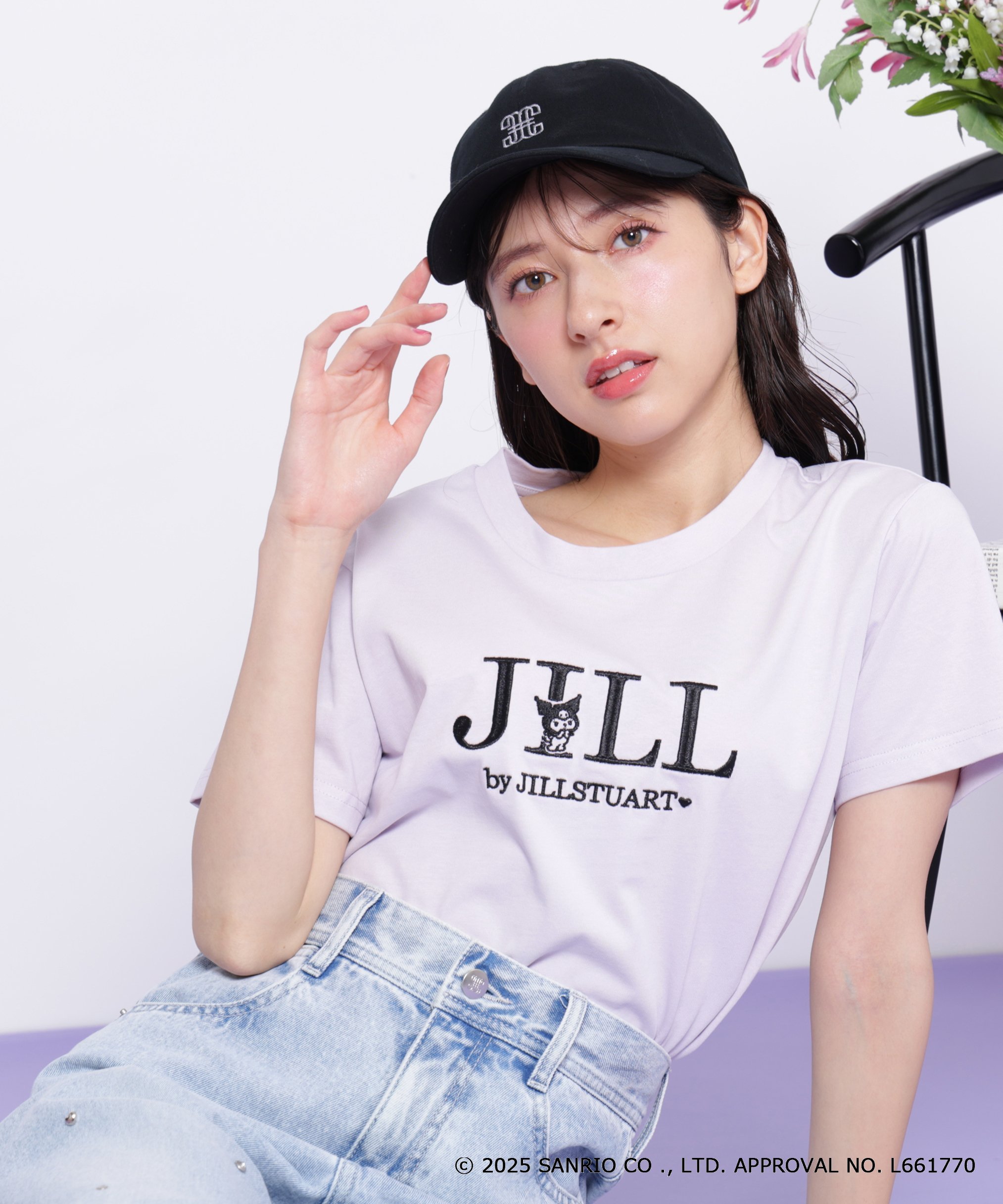 JILL by JILL STUART ＜マイメロディ&クロミコラボ＞オーガニックコットン刺繍ロゴTシャツ ジル バイ ジル スチュアート トップス カットソー・Tシャツ パープル ホワイト