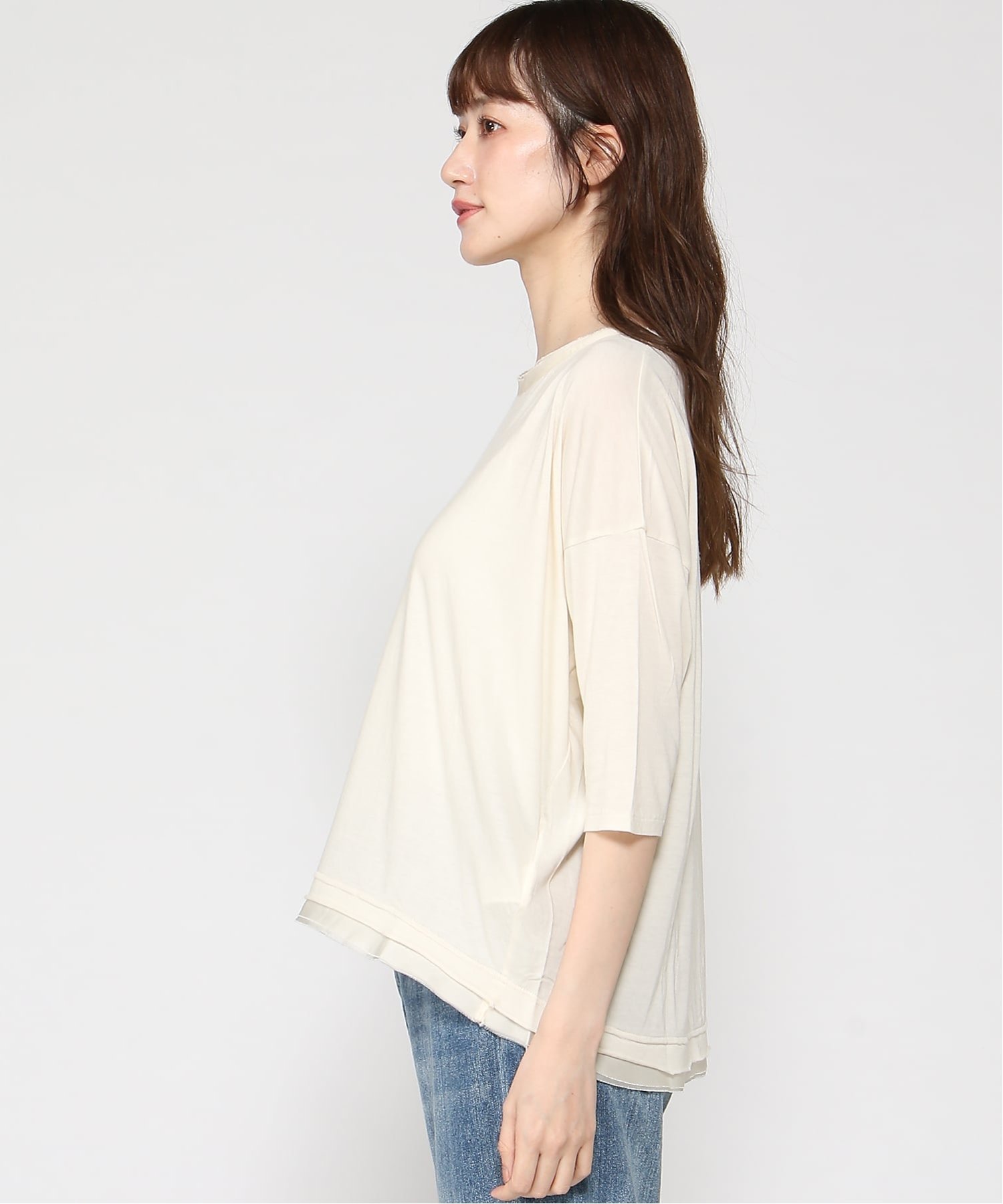 pas de calais レーヨンコットン天竺 プルオーバー パドカレ トップス カットソー・Tシャツ グレー ホワイト