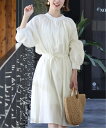 PourVous ウエストリボンワンピース結婚式パーティードレスお呼ばれオケージョンドレス同窓会 プールヴー ワンピース・ドレス ワンピース ホワイト ベージュ グリーン【送料無料】