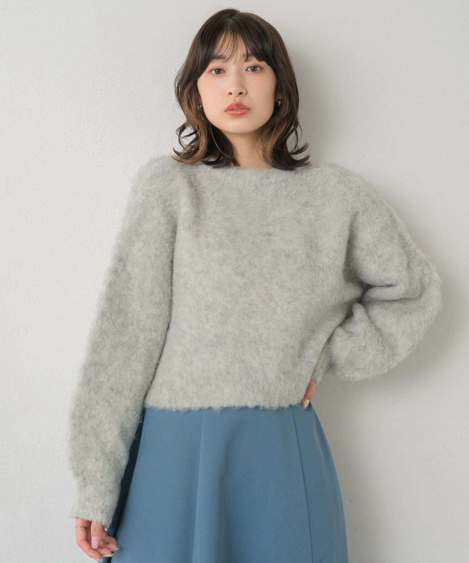 【SALE／52%OFF】RETRO GIRL ブークレショートニットPO レトロガール トップス ニット ホワイト ピンク オレンジ ブルー